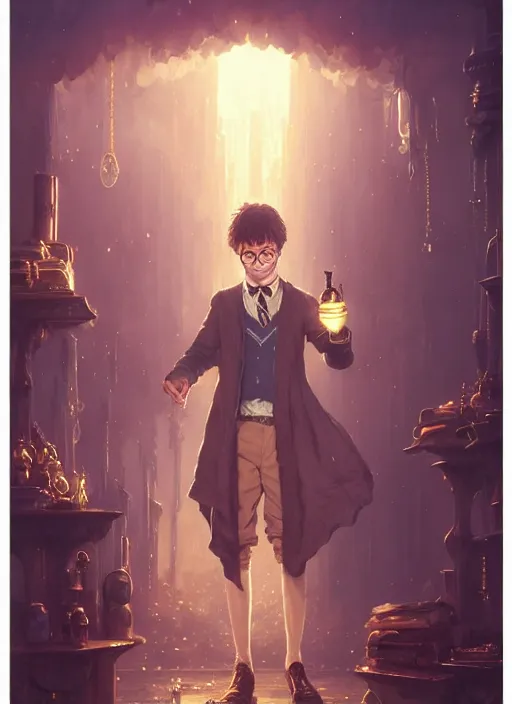 Prompt: highly detailed portrait of harry potter vaping and wearing gold chains, stephen bliss, unreal engine, fantasy art by greg rutkowski, loish, rhads, ferdinand knab, makoto shinkai and lois van baarle, ilya kuvshinov, rossdraws, tom bagshaw, alphonse mucha, global illumination, radiant light, detailed and intricate environment