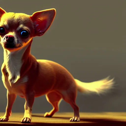 Prompt: a godling chihuahua living in an extradimensional reality, in the style of wlop, illustration, epic, fantasy, hyper detailed, smooth, unreal engine, sharp focus, ray tracing, physically based rendering, renderman, beautiful