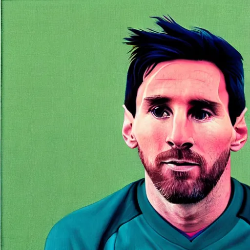 Image similar to a portrait of lionel messi in a scenic environment by tomma abts