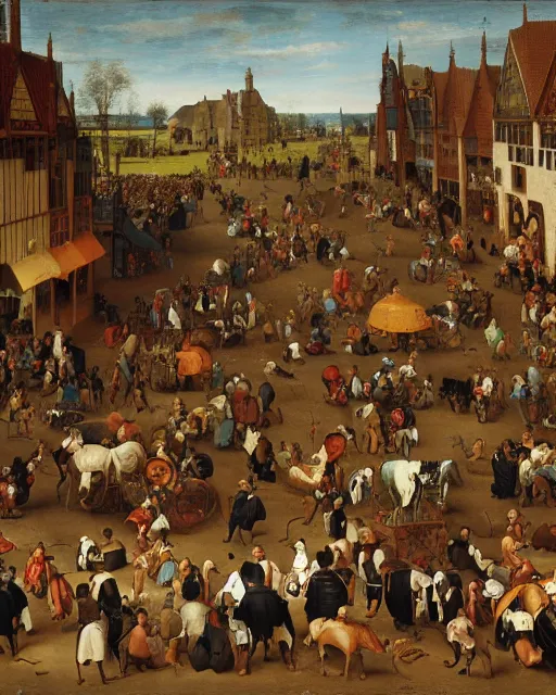Image similar to a crowded marketplace by pieter breugel the elder - w 8 0 0