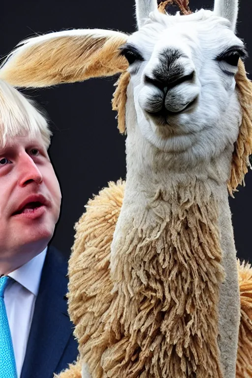 Image similar to A llama with the features of Boris Johnson