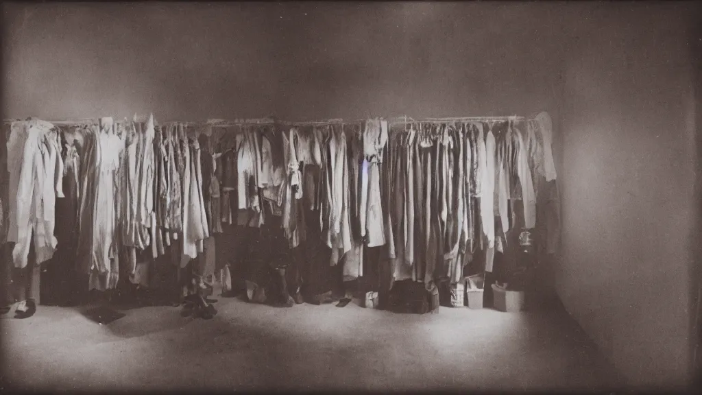 Prompt: pinhole sample photo of a circus dressing room