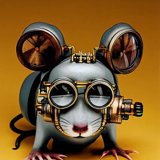 Image similar to a rat with steampunk googles, by Akira Toriyama