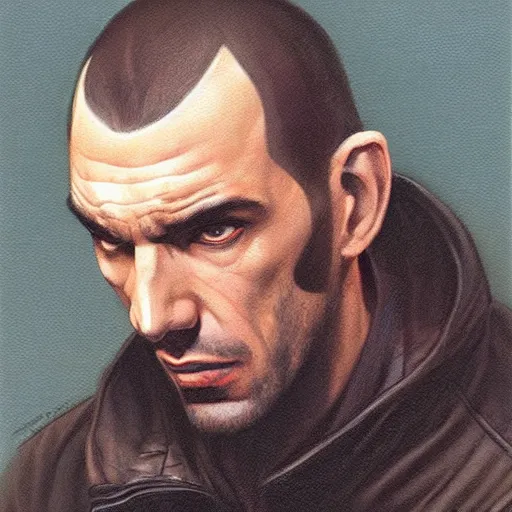 Prompt: niko bellic portrait by gerald brom