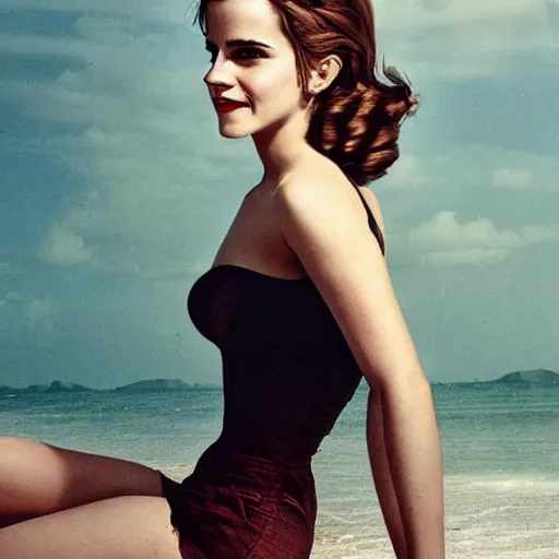 Prompt: Emma Watson, pin-up