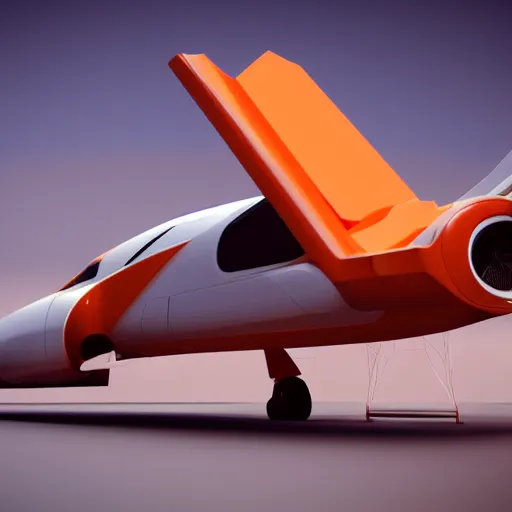 Prompt: side view, futuristic aircraft designed by syd mead. orange and steel. super resolution. extremely detailed. 8 k. cinematic. trending on artstation. octane render.