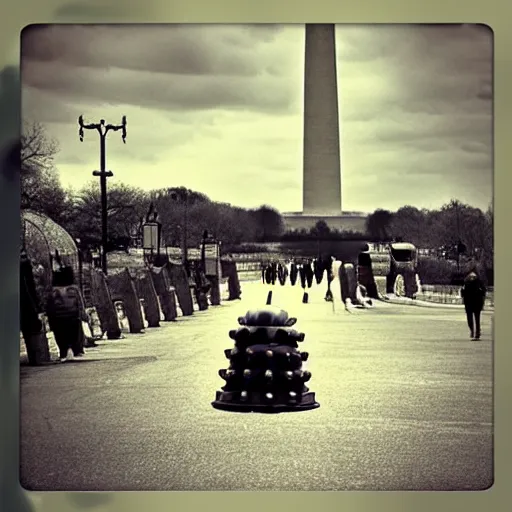 Prompt: daleks attacking washington dc