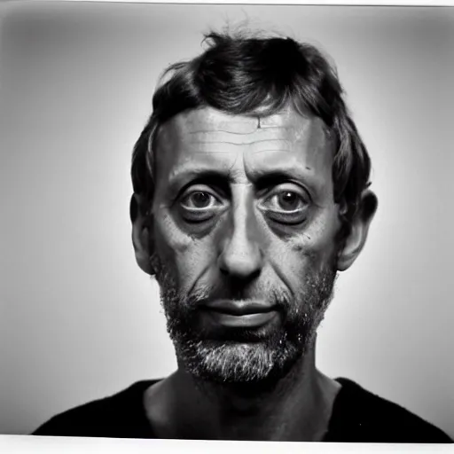 Image similar to Mugshot Portrait of Michael Rosen, taken in the 1970s, photo taken on a 1970s polaroid camera, grainy, real life, hyperrealistic, ultra realistic, realistic, highly detailed, epic, HD quality, 8k resolution, body and headshot, film still, front facing, front view, headshot and bodyshot, detailed face, very detailed face