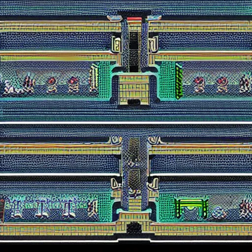 Image similar to a tilemap of a xenomorphic cyberpunk environment for a metroidvania sega genesis game, by xpqzl