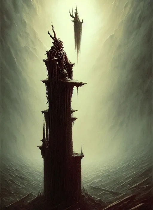 Prompt: masterpiece, infernal darkness emissary concept art, stylized, doom, elegant, majestic, epic, art by zdiszlaw beksinski, greg rutkowski, josan gonzalez, alexey egorov, biomechanical, alchemy, monogram