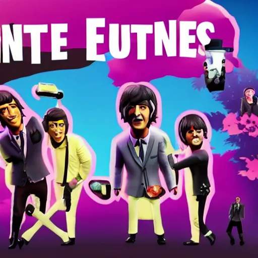 Prompt: the beatles playing fortnite