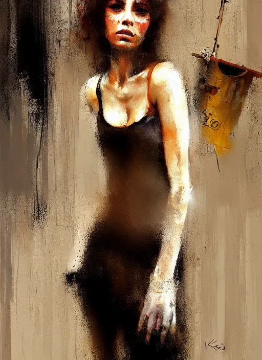 Image similar to a portrait of a pretty sewer punk young lady by andre kohn