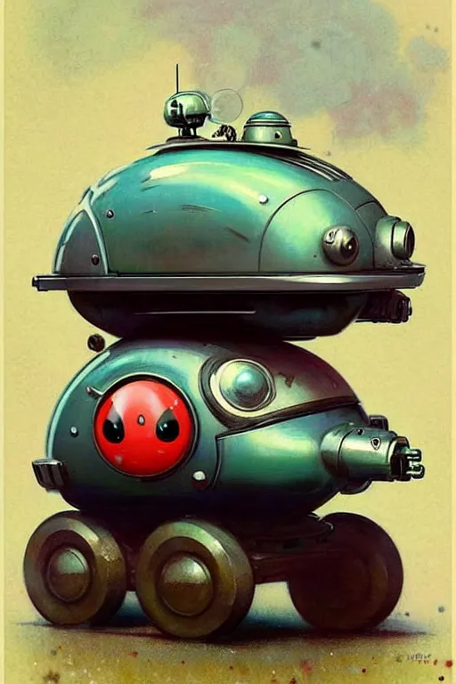 Image similar to ( ( ( ( ( 1 9 5 0 s retro future android robot fat robot ladybug wagon. muted colors., ) ) ) ) ) by jean - baptiste monge,!!!!!!!!!!!!!!!!!!!!!!!!!