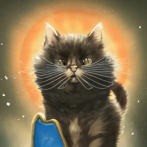 Image similar to The cat is a quantum physicist, artstation