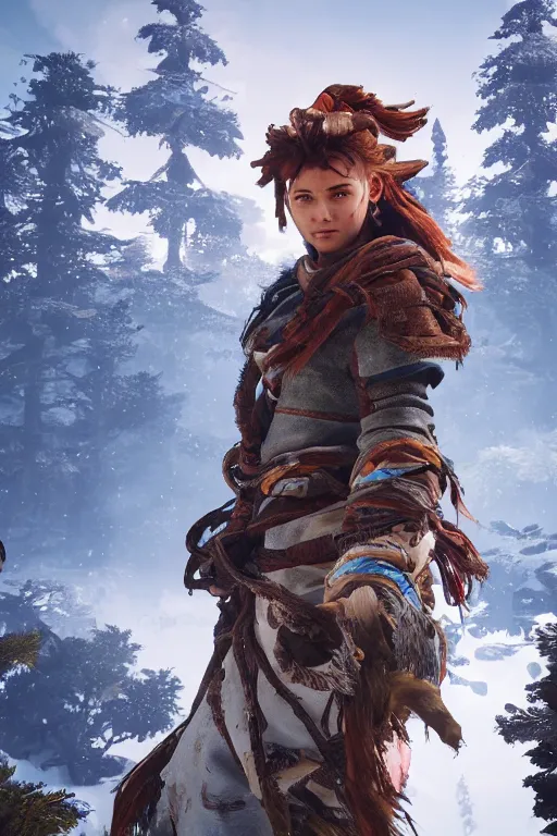 Image similar to a beautiful photo of aloy in horizon forbidden west