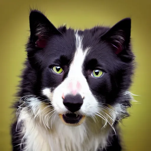 Image similar to a feline border collie - cat - hybrid, animal photography