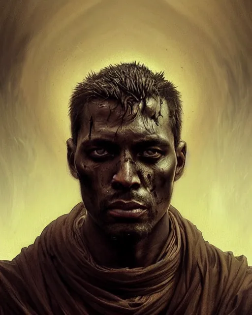 Image similar to realistic wide angle portrait of a handsome bishop, dark, dark magic, heroic pose, beautiful face, full body, dramatic lighting, dark and horror, dust and blood, intricate, wild, highly detailed, digital painting, artstation, concept art, smooth, sharp focus, illustration, art by artgerm and greg rutkowski and alphonse mucha, footage from space camera