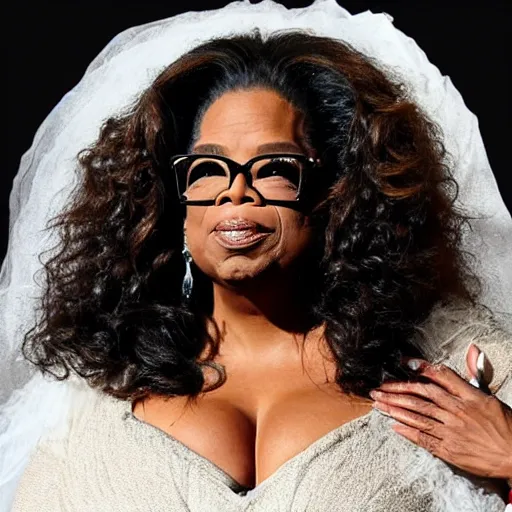 Image similar to oprah winfrey becoming antichrist ruler of the world, evil arcane ritual, eldritch horror,