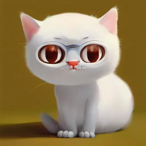 Prompt: Goro Fujita ilustration a very pretty baby cat, with fluffy white fur on top of fresh fruit, painting by Goro Fujita, sharp focus, highly detailed, ArtStation