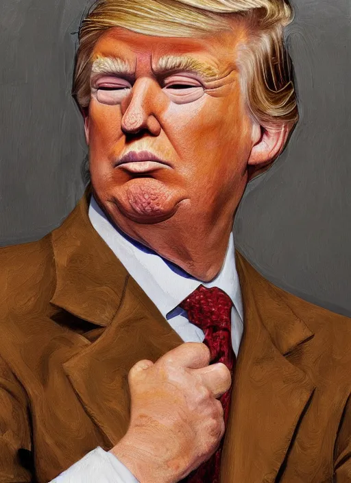 Image similar to Donald Trump, painted by Lucian Freud, highly detailed, 8k