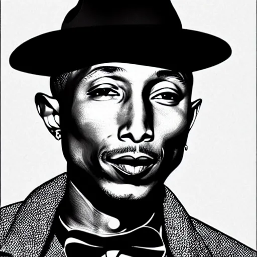 Prompt: pharrell williams by martin ansin