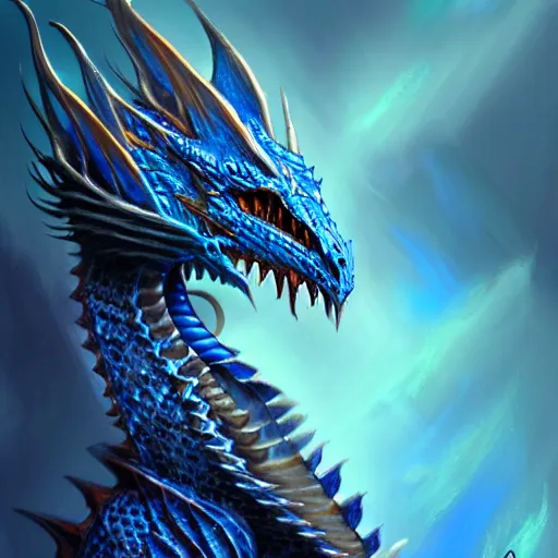 Image similar to a singular blue dragonscale!!, d & d, fantasy, intricate, highly detailed, digital painting, artstation, concept art, matte, sharp focus, illustration