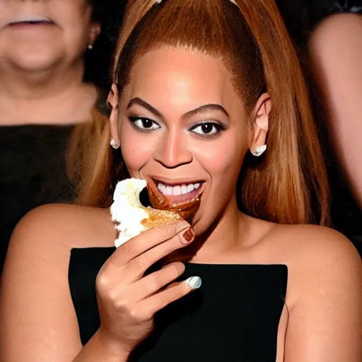 Prompt: beautiful picture of beyonce eating ice cream, award winning picture