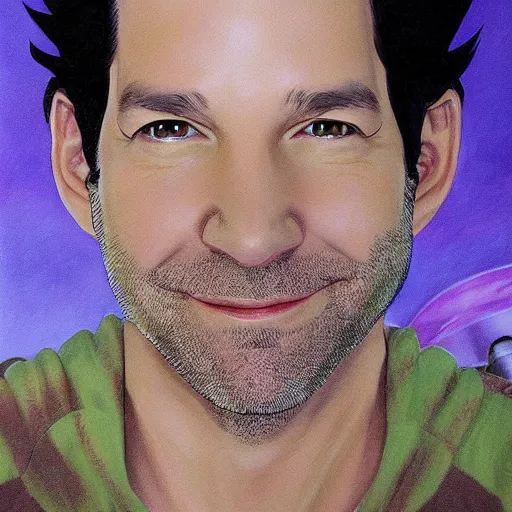 Image similar to Painting of Paul Rudd, official, detailed, character dragonball, award winning artwork, Akira Toriyama