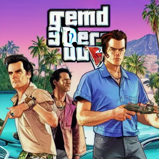 Prompt: Ace Ventura in a GTA V cover art