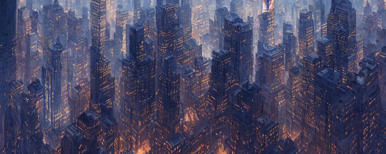 Prompt: photo of new york city center. aerial. architecture. cinematic lighting. photorealistic. trending on artstation. cgsociety. art by greg rutkowski and moebius