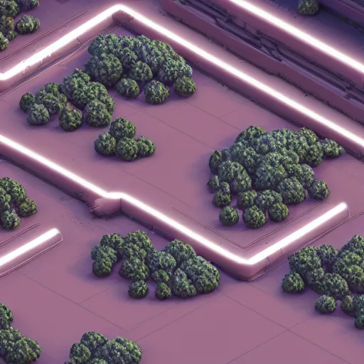 Prompt: isometric view of a colony on a strange planet, from a game, photorealistic raytracing