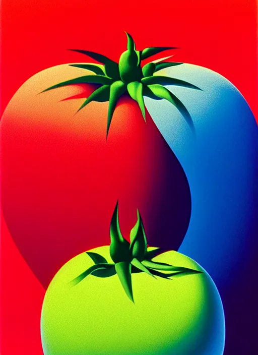 Image similar to tomate by shusei nagaoka, kaws, david rudnick, airbrush on canvas, pastell colours, cell shaded, 8 k