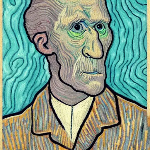 Image similar to handsome squidward portrait, van gogh art style