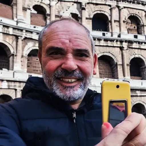 Prompt: my Italian uncle taking a selfie in Rome