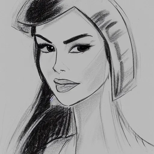 Image similar to milt kahl sketch of victoria justice as princess padme from star wars episode 3