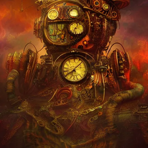 science fiction fantasy: cyborg clock in steampunk style - LuisaFumi