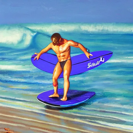 Prompt: adonis surfer