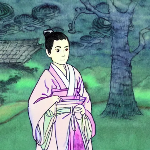 Prompt: ben shapiro in the tale of princess kaguya ( 2 0 1 3 ), beautiful, bright, smooth, wholesome, watercolor