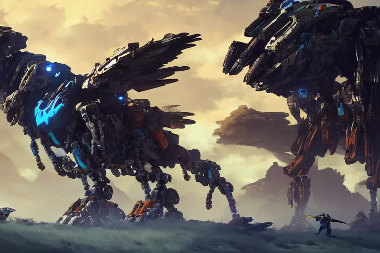 Image similar to stormbird machine mecha animal beast robot of horizon forbidden west horizon zero dawn bioluminiscence global illumination ray tracing hdr fanart arstation by sung choi and eric pfeiffer and gabriel garza and casper konefal