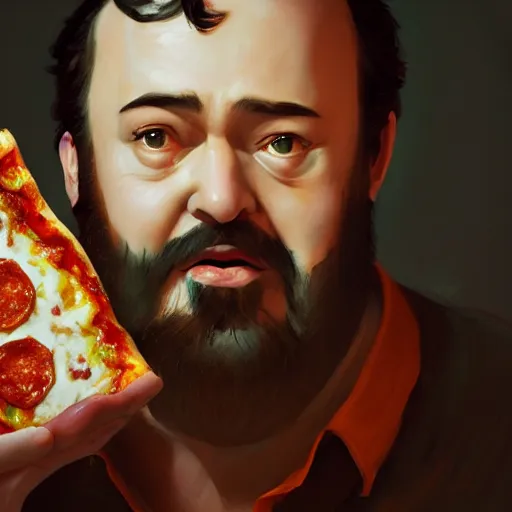 Prompt: pavarotti eating pizza, huggy wuggy from poppy playtime video game, fullbody, ultra high detailed, oil painting, greg rutkowski, charlie bowater, yuumei, yanjun cheng, unreal 5, daz, hyperrealistic, octane render, rpg portrait, dynamic lighting, fantasy art, beautiful face