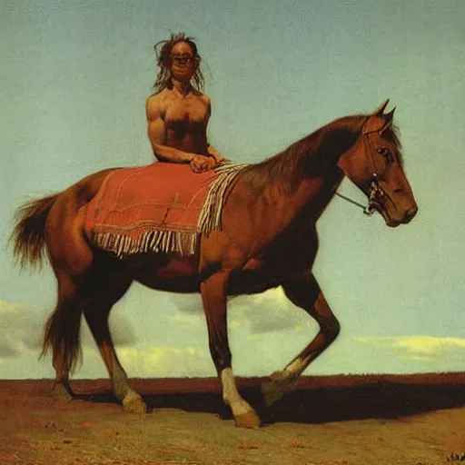 Image similar to offerings for the horse goddess by george stubbs by frederic remington