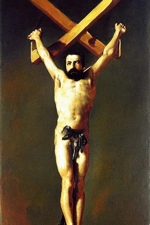 Image similar to “ the painting ‘ stalin crucified ’ by diego velazquez ”