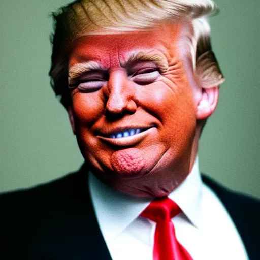 Image similar to 3 5 mm photograph of donald trump with male pattern baldness and no teeth