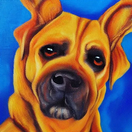Prompt: dog oil painting