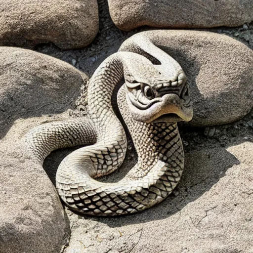 Image similar to stone statue of a snake, realistic, detailed