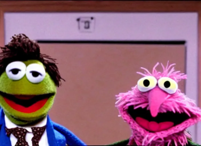 Image similar to film still of!!! muppet muppet!!!!! dwight schrute as a muppet muppet muppet as a muppet as a muppet in the tv show the office