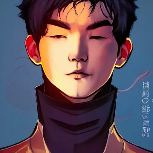 Image similar to MIN YOONGI is ZUKO, night time, dynamic lighting , looking at his FIRE SCAR reflection, +++ super super super dynamic posing, j.c. leyendecker, Valentina Remenar, thick eyebrows, super serious facial expression