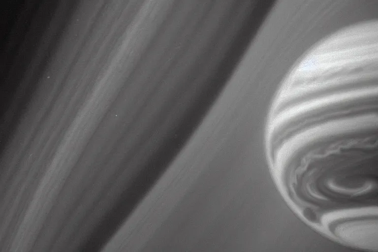 Image similar to the planet jupiter colliding with the earth, photo taken from the surface of the earth, black and white spielberg 3 5 mm film cinematic 4 k