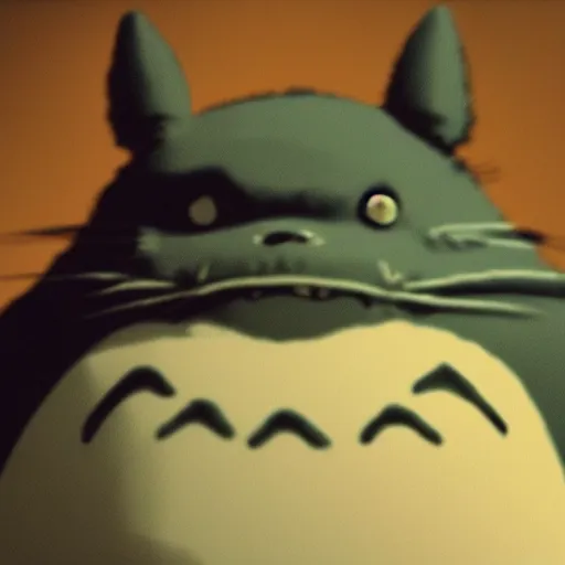 Prompt: 4 k, hyperealistic portrait of totoro staring into the camera