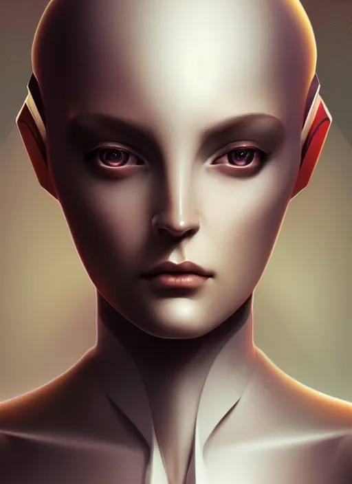 Image similar to portrait of female android, symmetry, intricate, elegant, highly detailed, smooth, sharp focus, concept art, digital painting, illustration, artstation, by fra angelico and greg ruthkowski